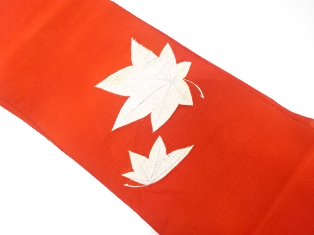 紗　楓模様織り出し　名古屋帯